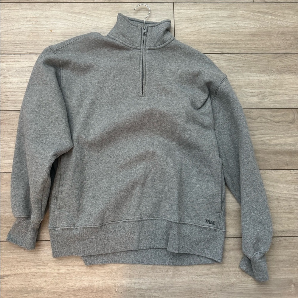 Aritzia quarter-zip or collared fleece sweater in gray